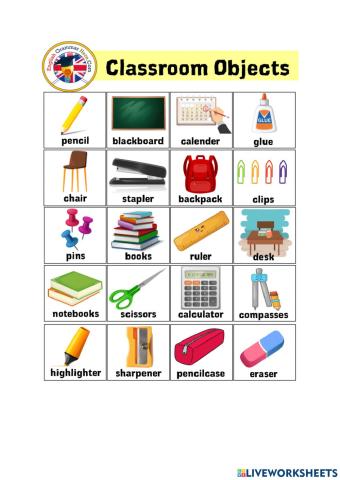 Objects in classroom