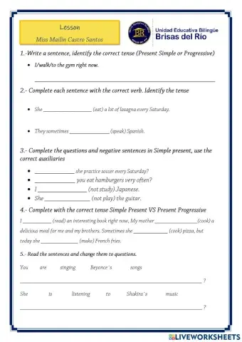 Lesson Present Simple vs Progressive