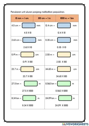 Ukuran panjang libatkan perpuluhan