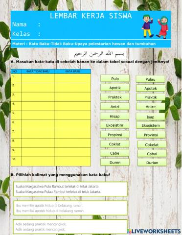 Kata baku-tidak baku dan pelestarian hewan