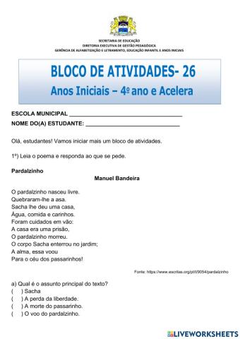 Exrcício interdisciplinar