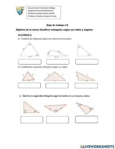 Clasificación de triángulos