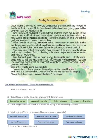 Saving our environment