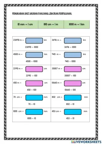 Ukuran panjang libatkan perpuluhan