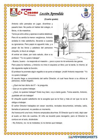 Cuarto grado lectura