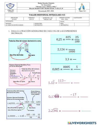 Taller - 15 intraclase individual 8vo egb