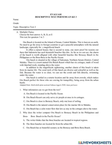 Evaluation Descriptive Text 3
