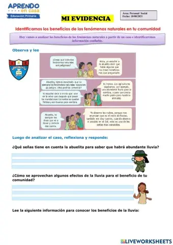 Identificamos los beneficios de los fenómenos naturales en tu comunidad