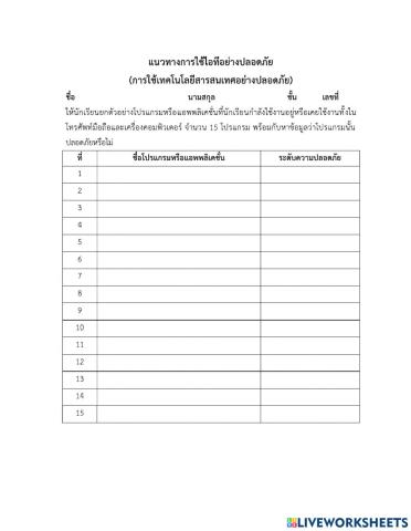 วิทยาการคำนวณ ม.1 ใบงาน 1.4