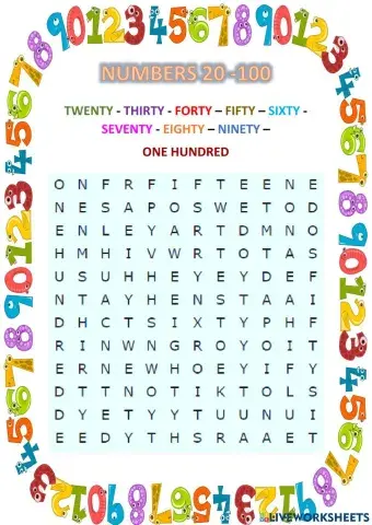 Numbers 20-100