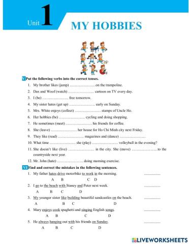 G7 - Unit 1: My Hobbies -  Vocabulary & Grammar