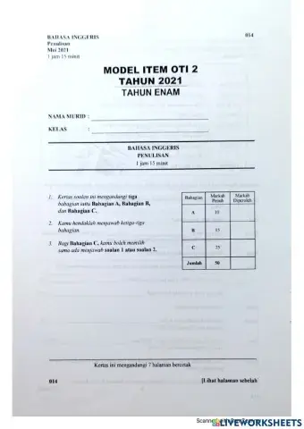 BI PENULISAN TAHUN 6 OT1