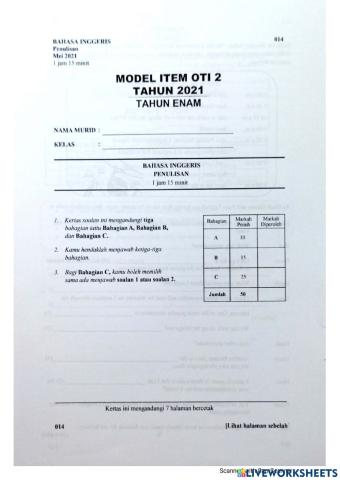 BI PENULISAN TAHUN 6 OT1