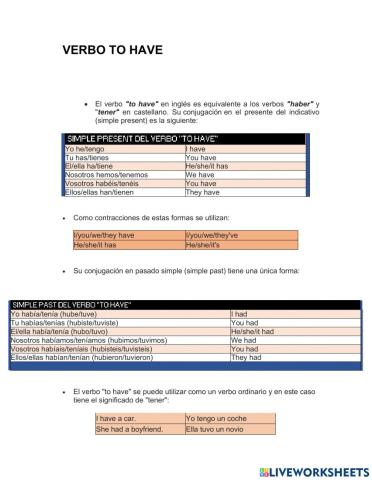 Verbo to have - exercises