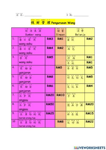 一年级数学钱币