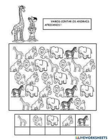 Conteo de animales y escribe con letra el numero