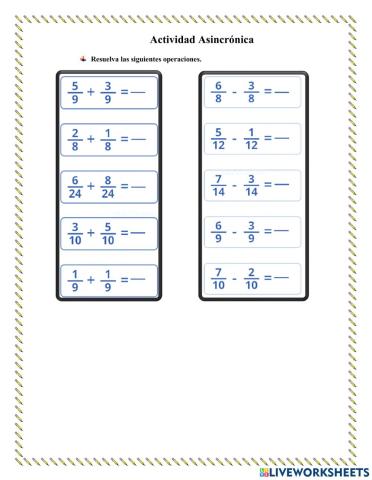 Operaciones con fracciones