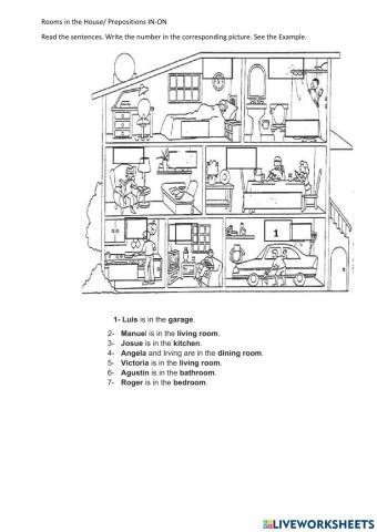 Rooms int house-Prepositions in-on