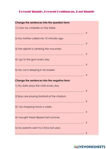 Past simple, present simple, present continuous