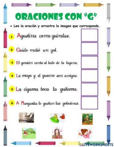 Oraciones con G