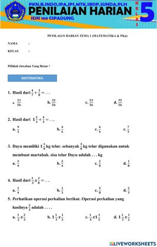 PH tema 1 kelas 5 (mtk&pkn)