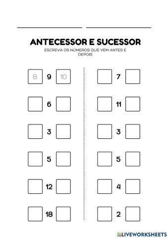Antecessor e sucessor