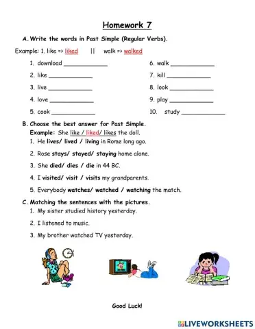 Homework 7 - Past Simple (Regular Verbs)