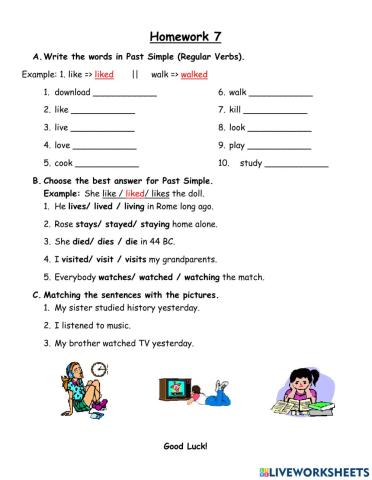 Homework 7 - Past Simple (Regular Verbs)
