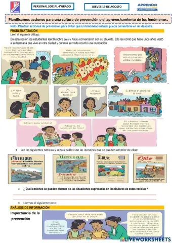 Planificamos acciones para una cultura de prevención o el aprovechamiento de los fenómenos.