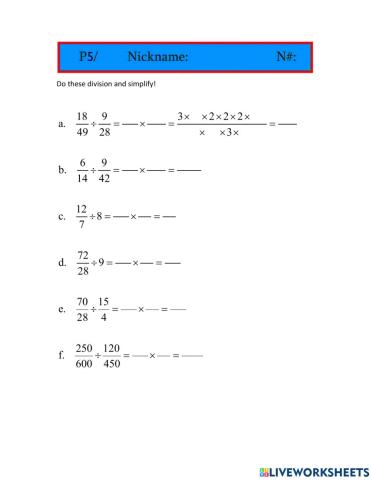 Divide proper fractions