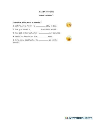 Health problems - Must - Mustn't