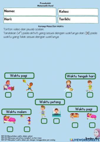 Konsep masa dan waktu prasekolah