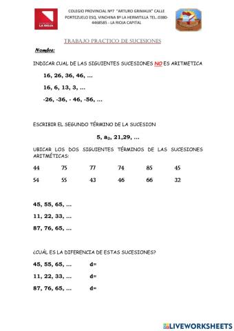 Sucesiones aritmeticas