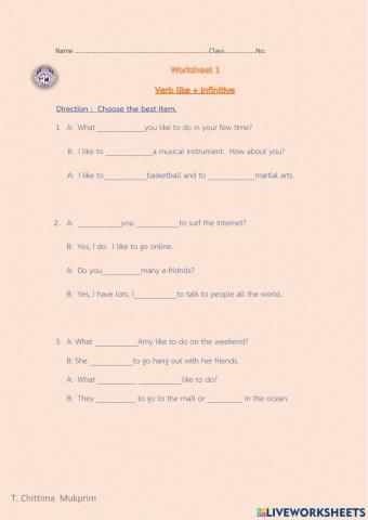 Verb like+infinitive