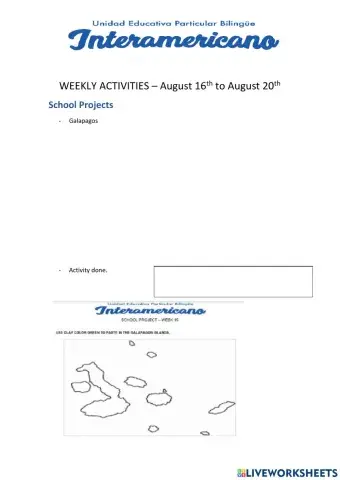 Weekly activities week 15
