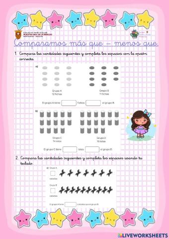 Comparamos cantidades más que, menos que