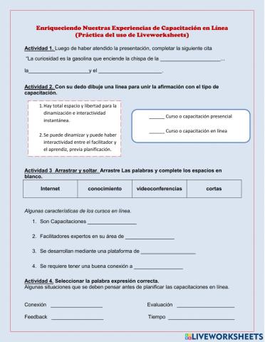 Taller enriqueciendo las clases en línea