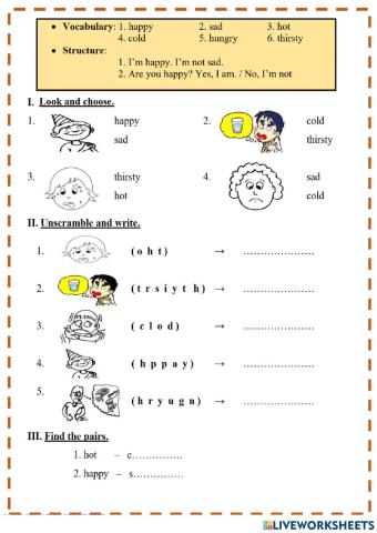 UNIT 1: HOW WE FEEL- LESSON 1