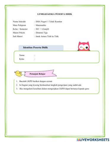 Jarak Antara Titik ke Titik