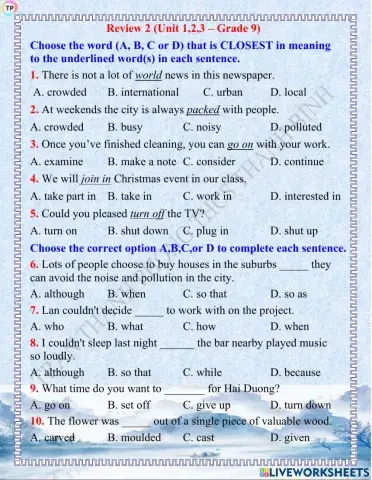 Review 2 (Unit 1,2,3)