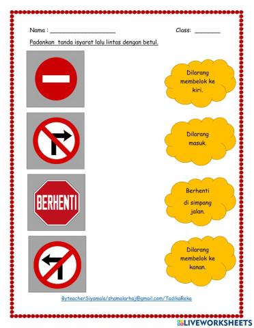 Unit :1 Tanda isyarat lalu lintas