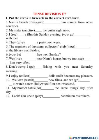 Simple present - present continuous - simple future