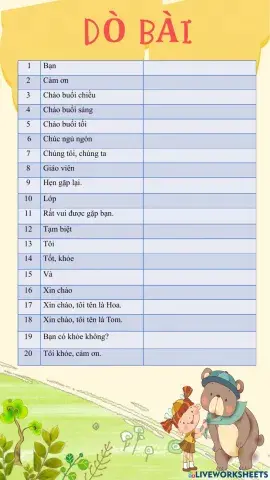 Dò bài lớp 3 23-8