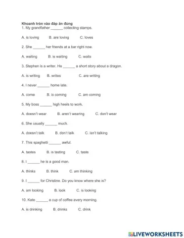 Present simple and present continous tến