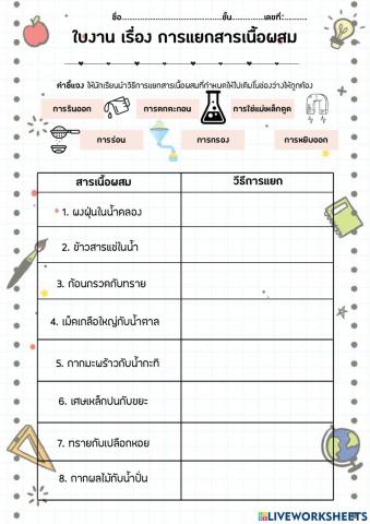 วิทยาศาสตร์ เรื่องการแยกสารเนื้อผสม