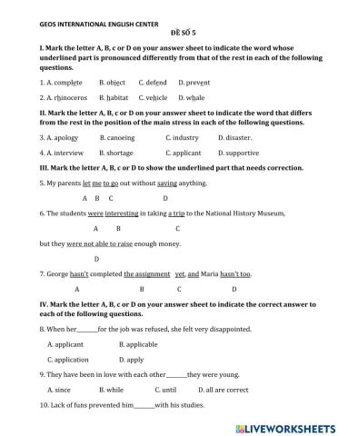 Đề luyện thi số 5