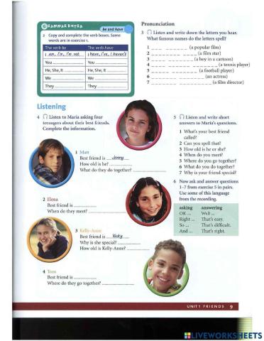 Unit 1.1 Friends for ever - KET Objectivitive