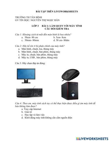 Bài 1 làm quen với máy tính