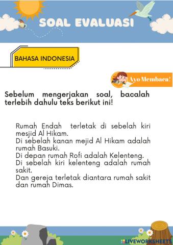 Soal evaluasi uang logam dan denah