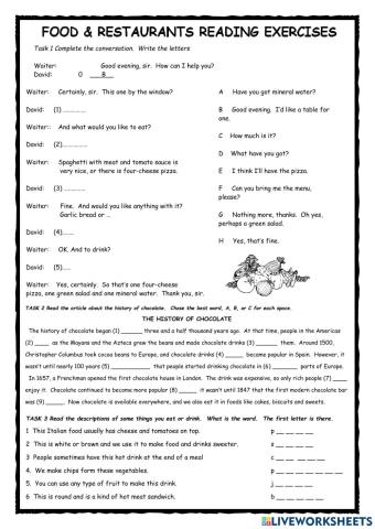 KET Exam Practice Food & Restaurants 3